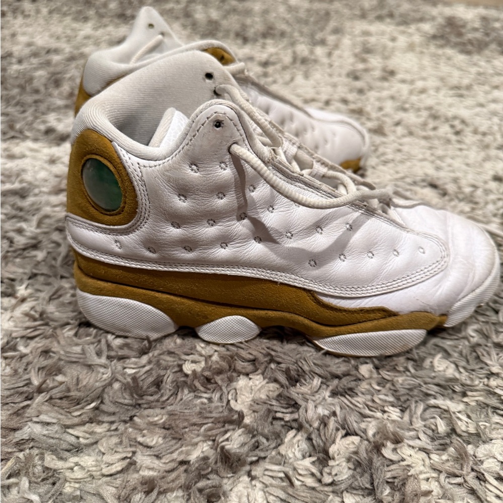 Kids White and Gold Athletic Sneakers